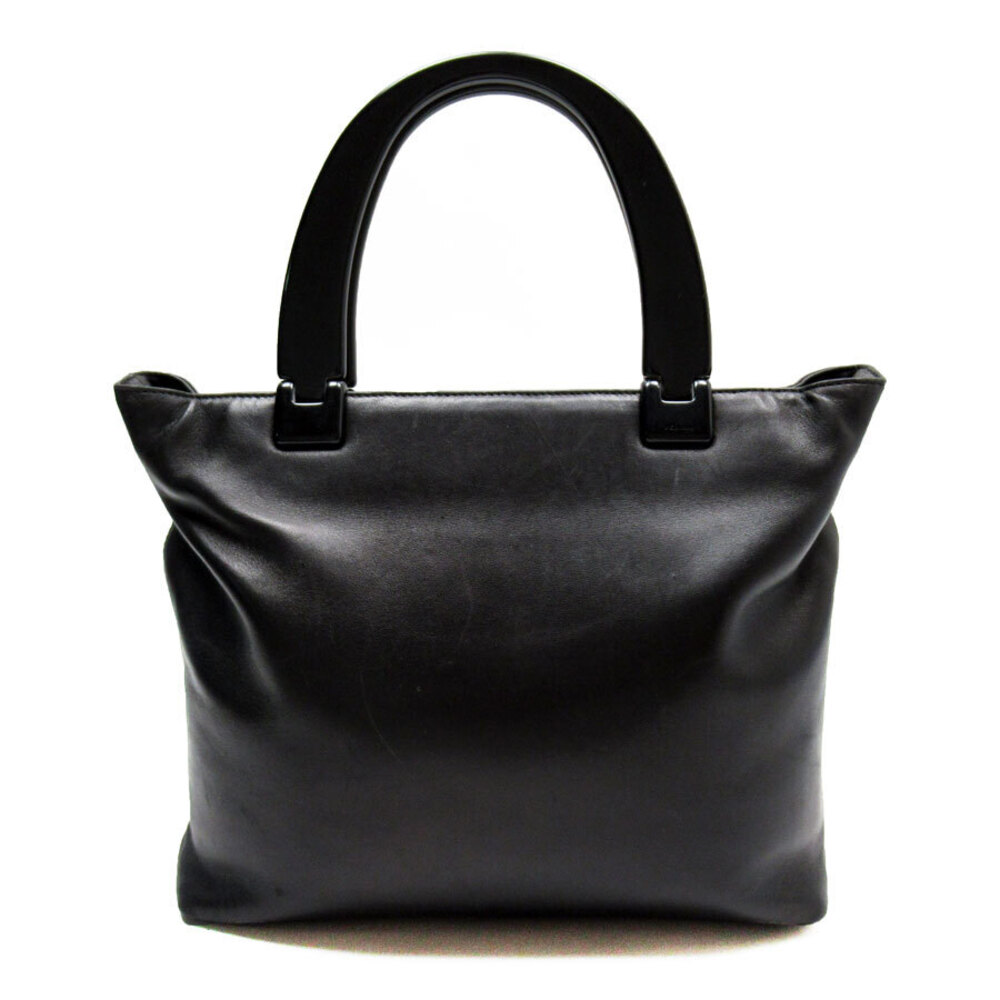Prada handbag leather body distinctive handles Black